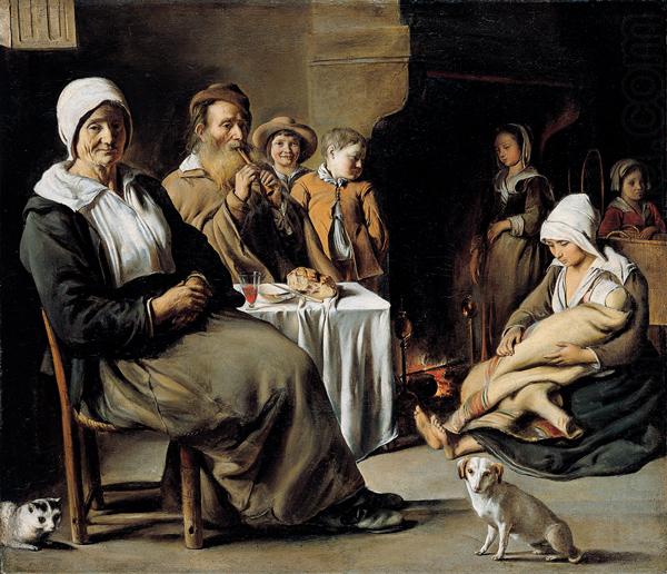 Louis Le Nain Peasant Interior with an Old Flute Player oil painting picture